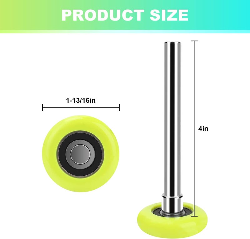 UYZO Store 6200ZZ بكرات باب المرآب الهادئة - بكرات باب المرآب المصنوعة من النايلون مع ساق 4 بوصة، حزمة خضراء من 10 (لبواب بارتفاع 7 قدم) - Image 2